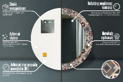 Miroir rond cadre imprimé Motif turc
