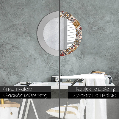 Miroir rond cadre imprimé Motif turc
