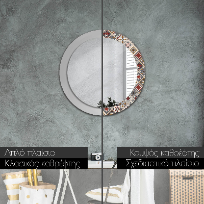 Miroir rond cadre imprimé Motif turc
