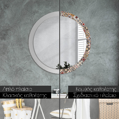 Miroir rond cadre imprimé Motif turc