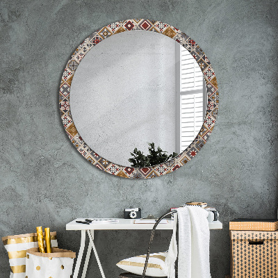 Miroir rond cadre imprimé Motif turc