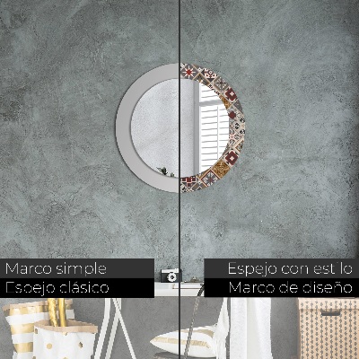 Miroir rond cadre imprimé Motif turc