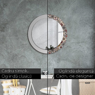 Miroir rond cadre imprimé Motif turc