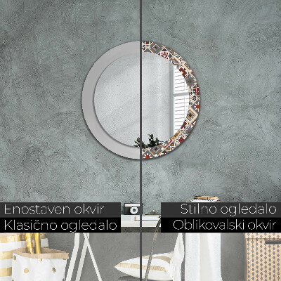 Miroir rond cadre imprimé Motif turc