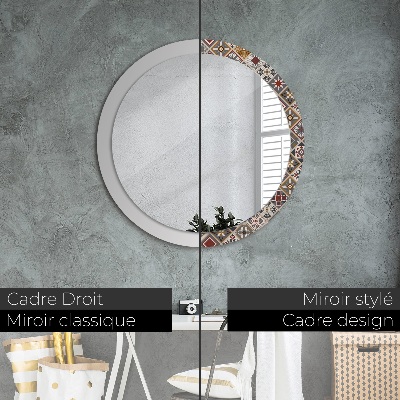 Miroir rond cadre imprimé Motif turc