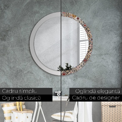 Miroir rond cadre imprimé Motif turc