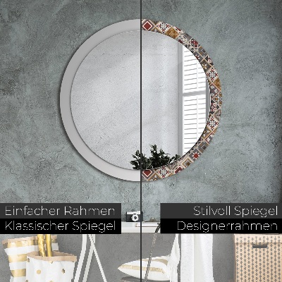 Miroir rond cadre imprimé Motif turc