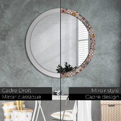 Miroir rond cadre imprimé Motif turc