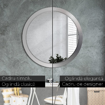 Miroir rond cadre imprimé Acier brillant