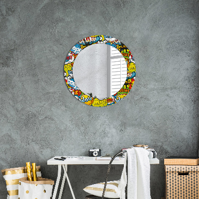 Miroir rond cadre imprimé Motif style bd