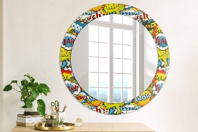 Miroir rond cadre imprimé Motif style bd