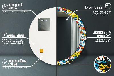 Miroir rond cadre imprimé Motif style bd