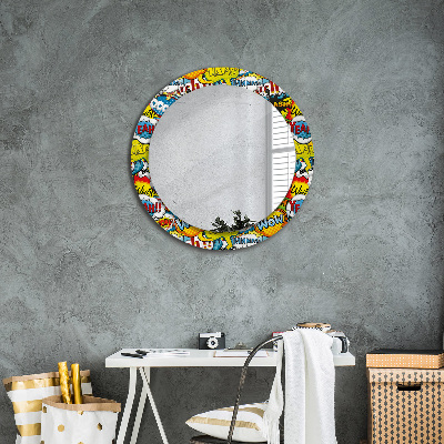 Miroir rond cadre imprimé Motif style bd