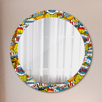 Miroir rond cadre imprimé Motif style bd