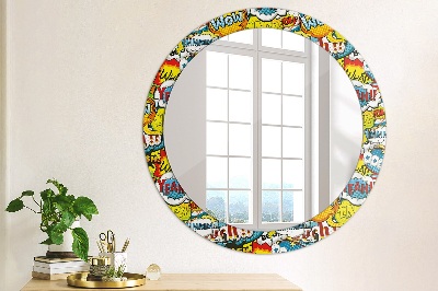 Miroir rond cadre imprimé Motif style bd