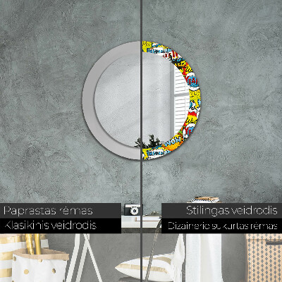 Miroir rond cadre imprimé Motif style bd