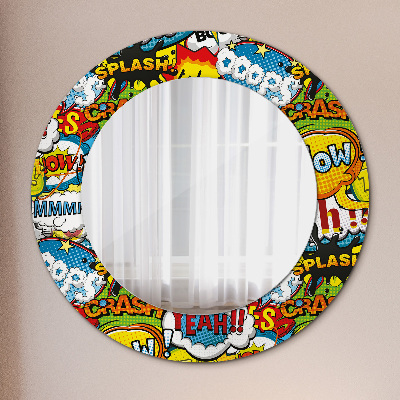 Miroir rond cadre imprimé Motif style bd