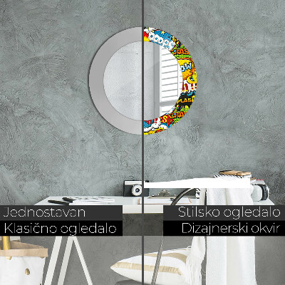 Miroir rond cadre imprimé Motif style bd