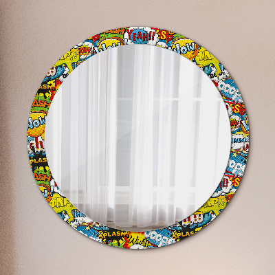 Miroir rond cadre imprimé Motif style bd