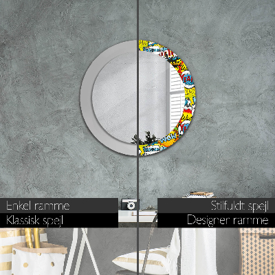 Miroir rond cadre imprimé Motif style bd