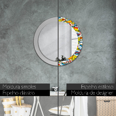 Miroir rond cadre imprimé Motif style bd