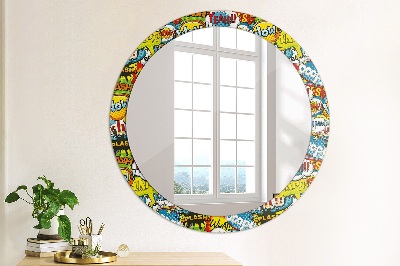 Miroir rond cadre imprimé Motif style bd