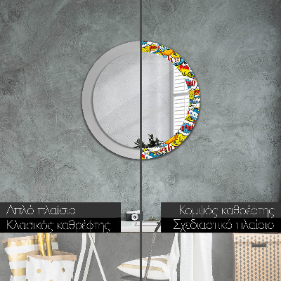 Miroir rond cadre imprimé Motif style bd