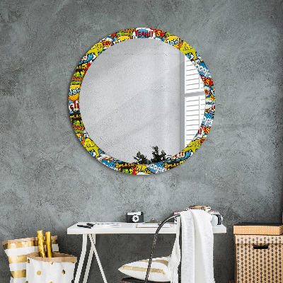 Miroir rond cadre imprimé Motif style bd