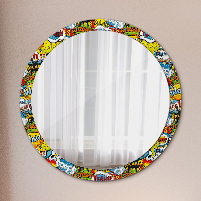 Miroir rond cadre imprimé Motif style bd