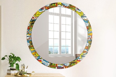 Miroir rond cadre imprimé Motif style bd