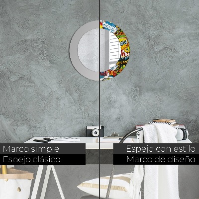 Miroir rond cadre imprimé Motif style bd