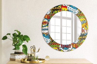 Miroir rond cadre imprimé Motif style bd