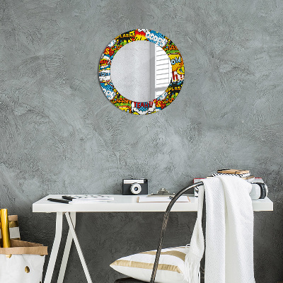 Miroir rond cadre imprimé Motif style bd