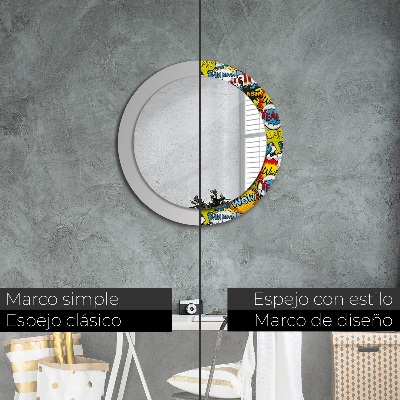 Miroir rond cadre imprimé Motif style bd