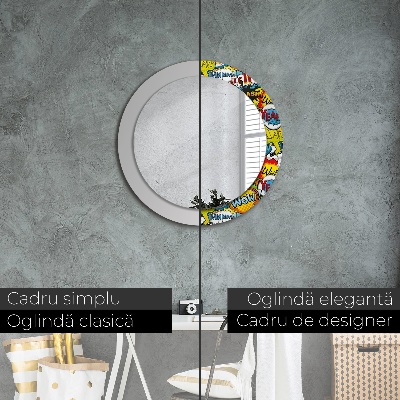 Miroir rond cadre imprimé Motif style bd