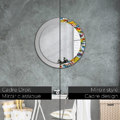 Miroir rond cadre imprimé Motif style bd