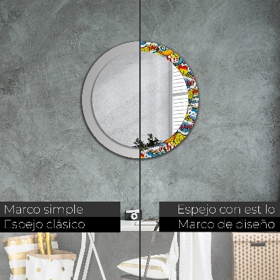 Miroir rond cadre imprimé Motif style bd