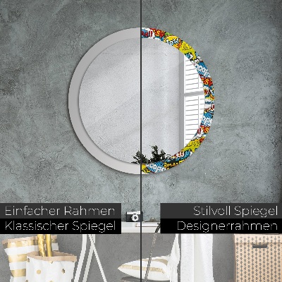 Miroir rond cadre imprimé Motif style bd