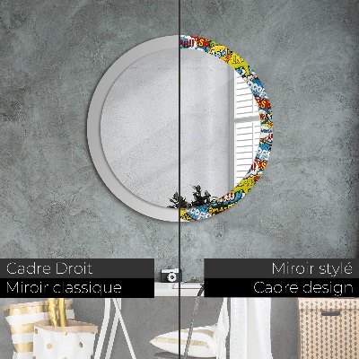 Miroir rond cadre imprimé Motif style bd