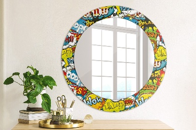 Miroir rond cadre imprimé Motif style bd