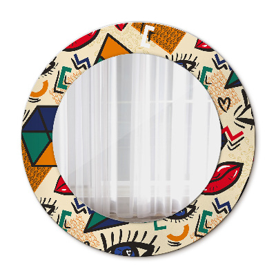 Miroir rond cadre avec impression Style pop art