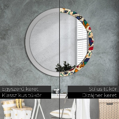 Miroir rond cadre avec impression Style pop art