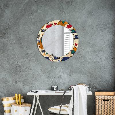 Miroir rond cadre avec impression Style pop art