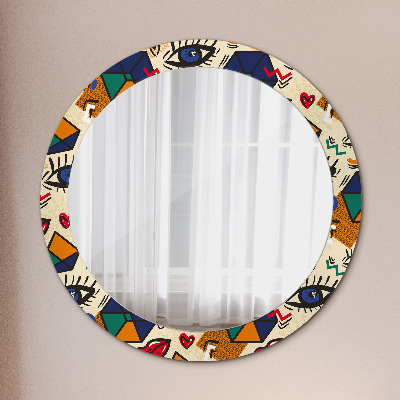 Miroir rond cadre avec impression Style pop art