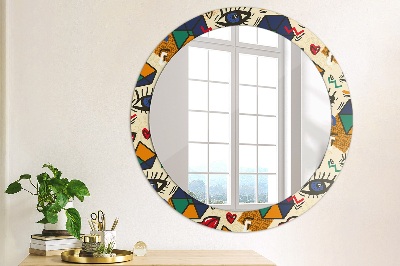 Miroir rond cadre avec impression Style pop art