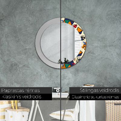 Miroir rond cadre avec impression Style pop art