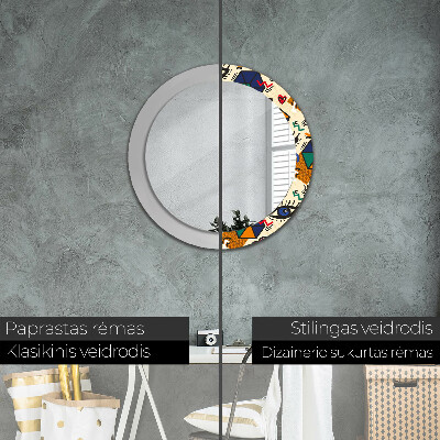 Miroir rond cadre avec impression Style pop art