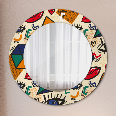 Miroir rond cadre avec impression Style pop art