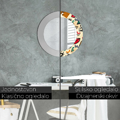 Miroir rond cadre avec impression Style pop art