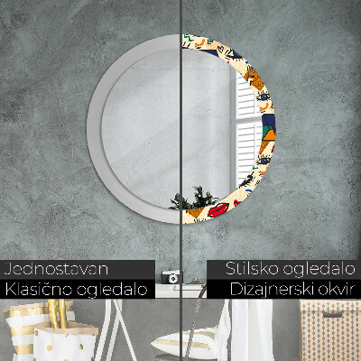 Miroir rond cadre avec impression Style pop art